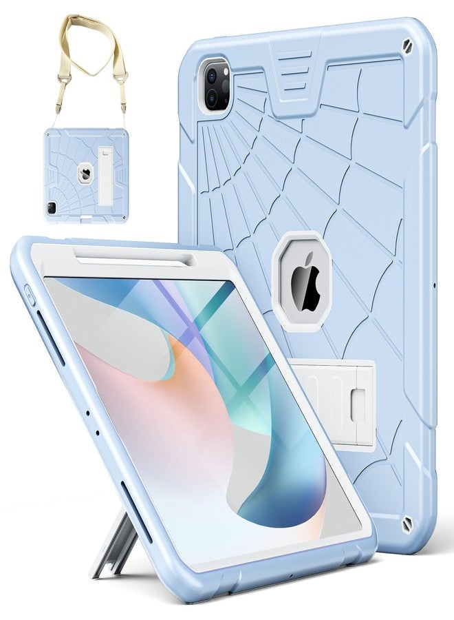 TSQQST Case for iPad Pro 12.9 Inch 6th Generation 2022 for Kids | Rugged Silicone Case for iPad Pro 12.9 Inch 5th 4th 3rd Generation with Screen Protector/Stand/Carrying Strap/Pencil Holder, Ice Blue - Image 1